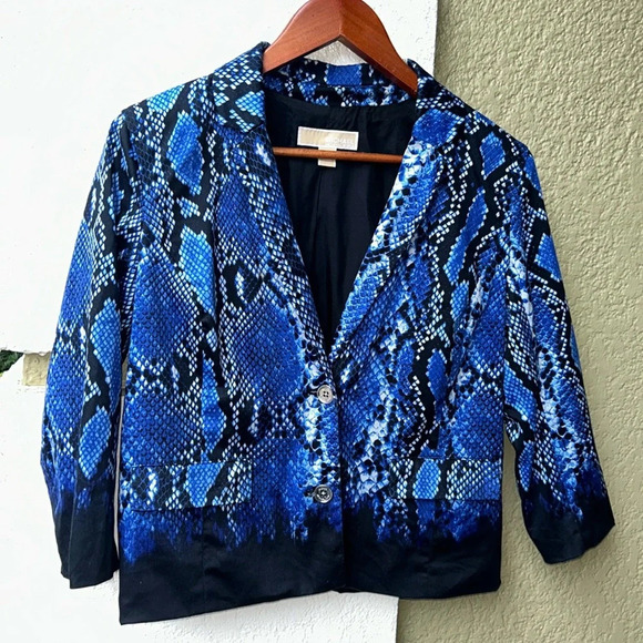 MICHAEL Michael Kors Jackets & Blazers - Michael Kors Blue Snakeskin print jacket